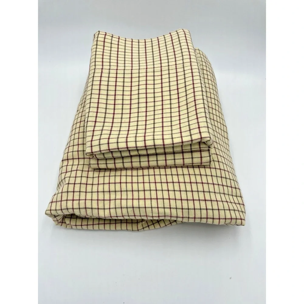 Ralph Lauren Bramble Tattersal Tan Check  KING Fitted Sheet 2 King‎  Pillowcases
